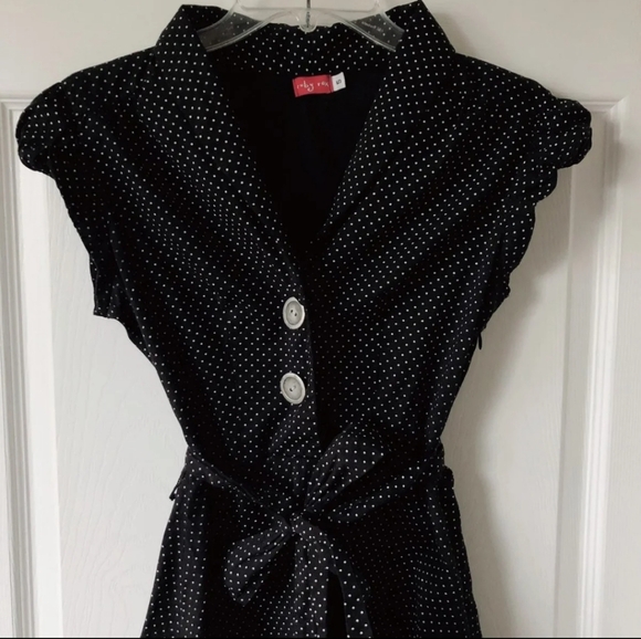Black Vintage 50's Pinup Rockabilly Dress - Picture 2 of 4